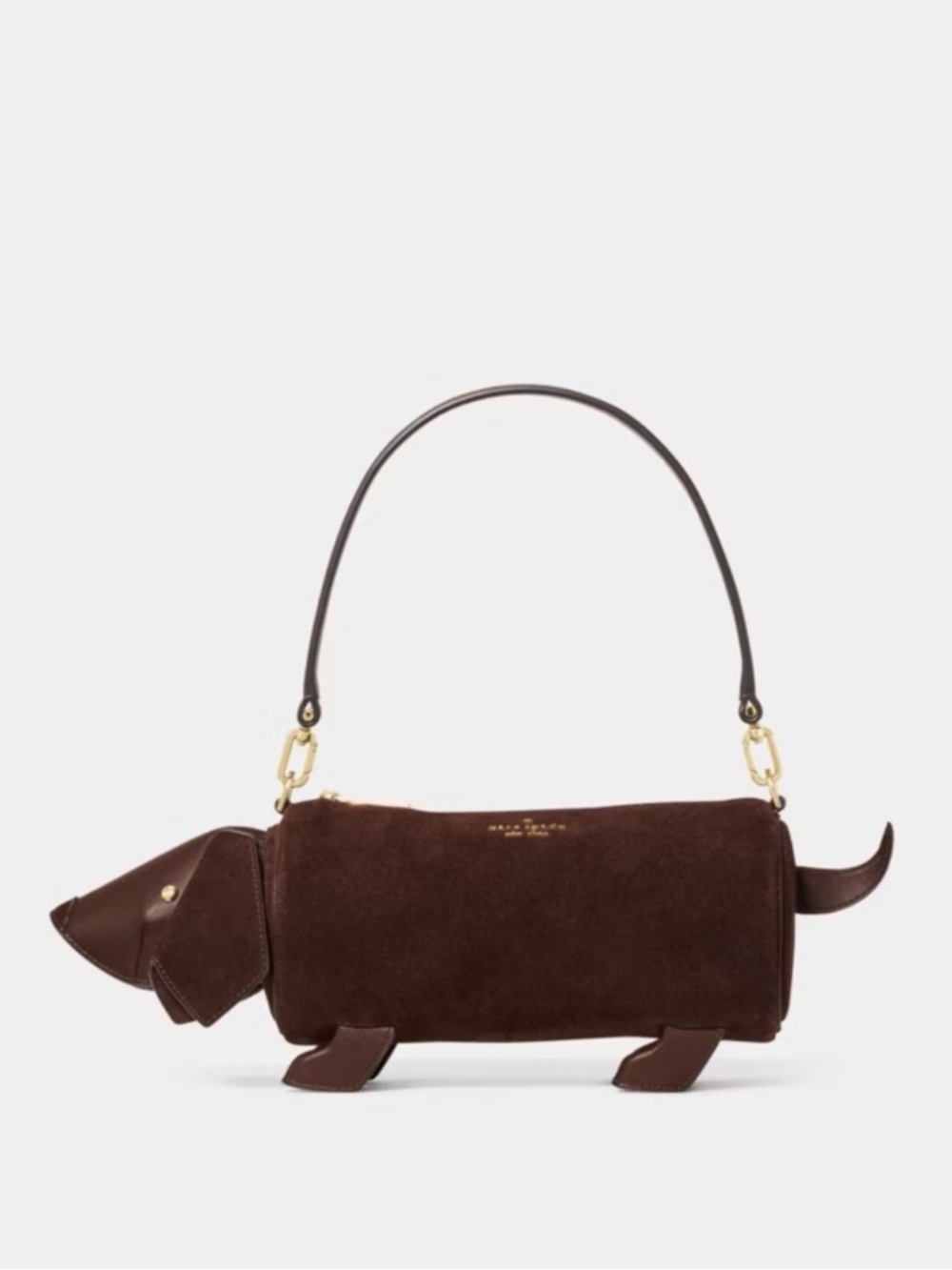 Kate Spade New York Charlie Dachshund Dog Suede Crossbody Bag, Brown NWT